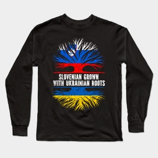 Slovenian Grown with Ukrainian Roots Flag Long Sleeve T-Shirt